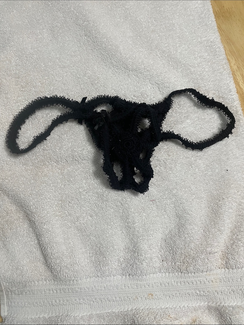 Black Lace Floral Cutout Thong - Women Intimates